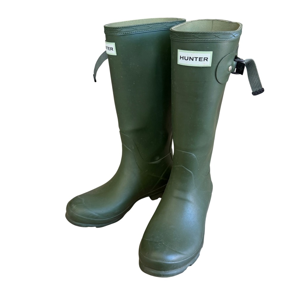 Hunter Original Youth Tall Rain Boots Olive Green Matte Waterproof US 6C EU 37